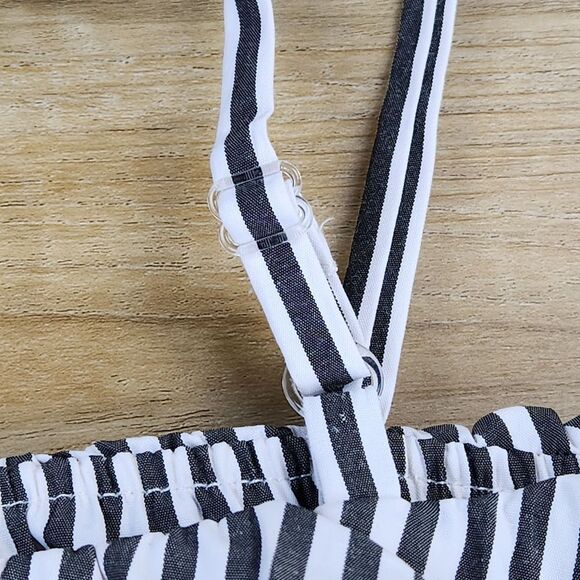 🔺️BCX Striped Off Shoulder Embroidered Floral Bell Sleeve Top Small - Picture 9 of 12